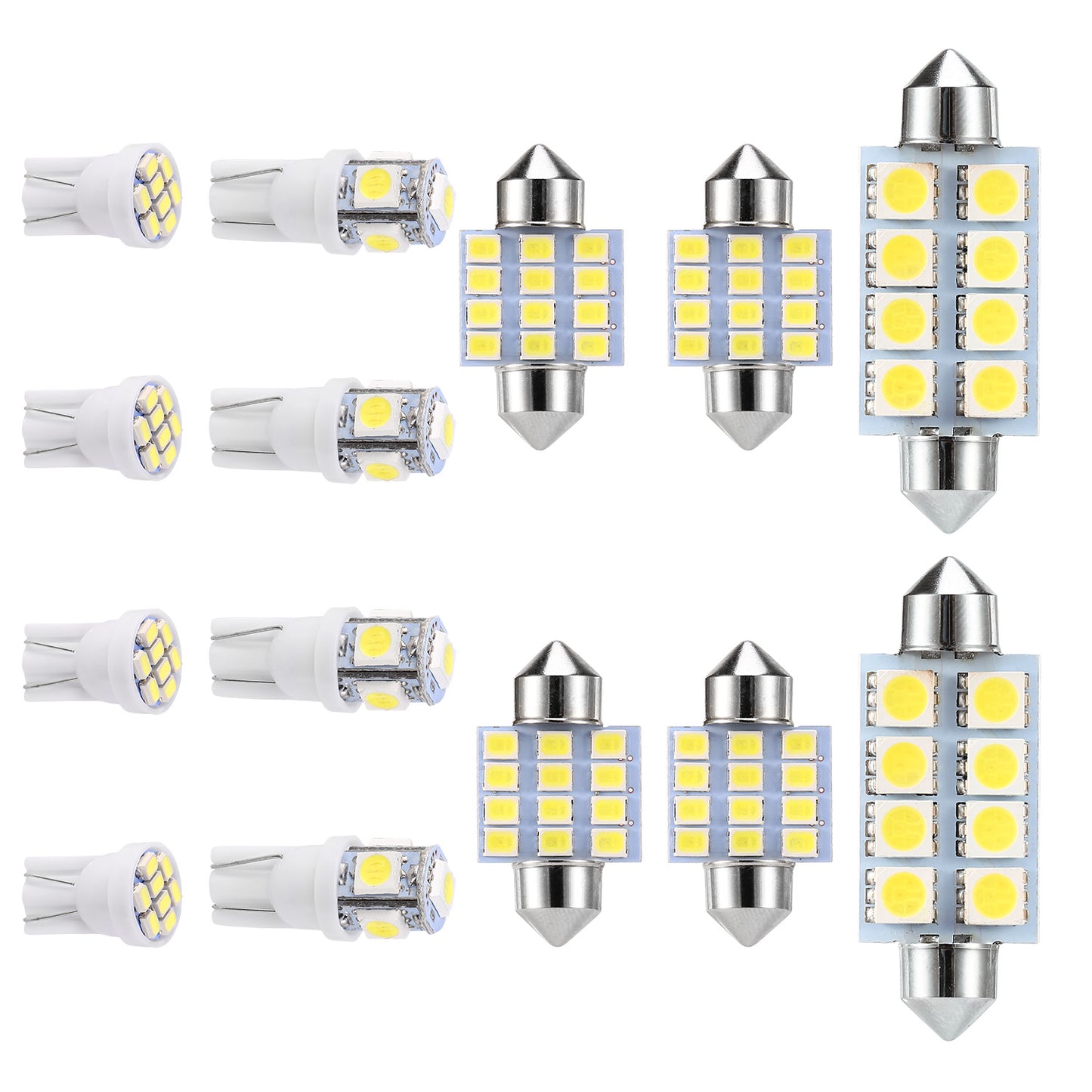 LJGelectro - 14Pcs T10 31mm 41mm Festoon LED Light Bulb Interior Dome Map LED Lights License Plate Trunk Side Positioning Lights 6000K White