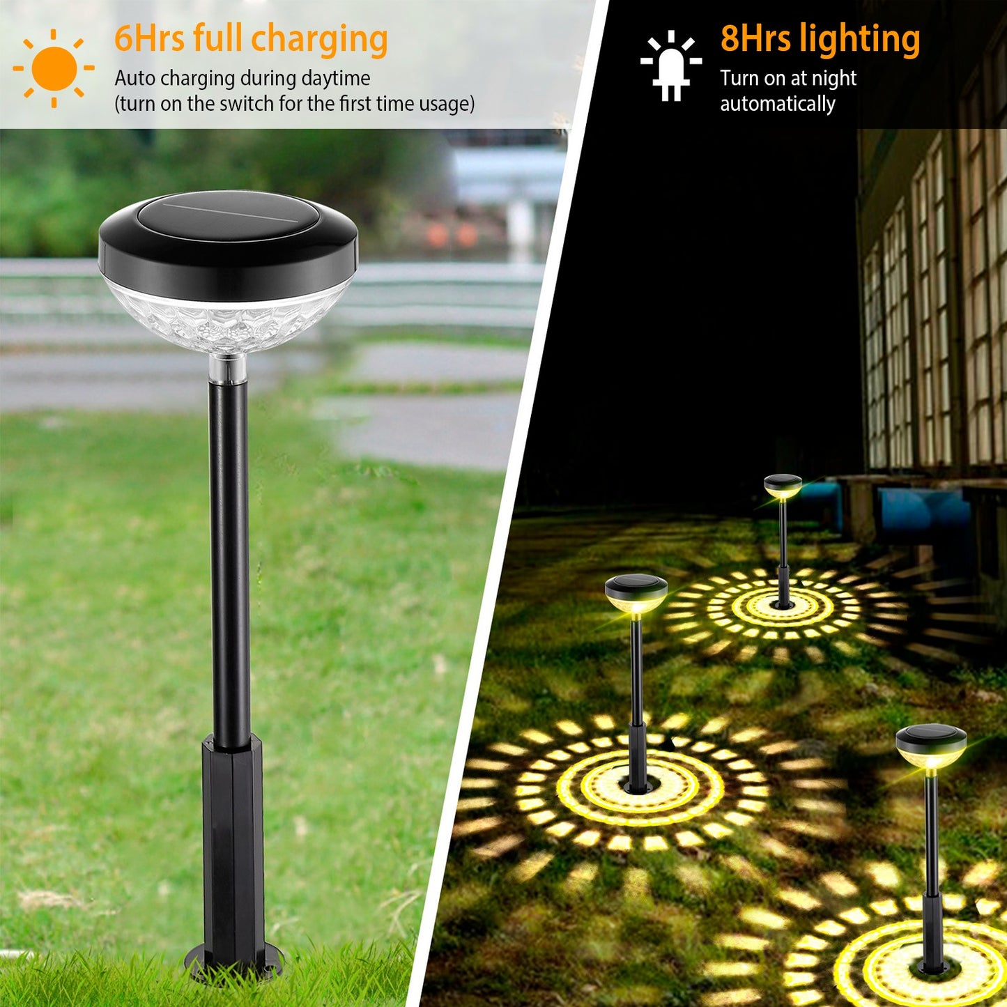 LJGelectro - 4Packs Solar Pathway Light Color Changing Garden Light Landscape Stake Ornamental Light for Yard Patio Lawn