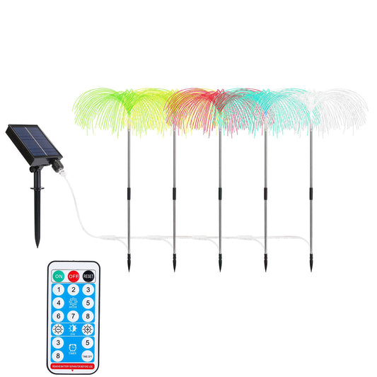 LJGelectro - 5 In 1 Outdoor Solar Light Jellyfish Landscape Stake Decorative Lamp Light with 8 Lighting Modes 5 Colors Ornamental Light for Yard Patio Garden Pathw