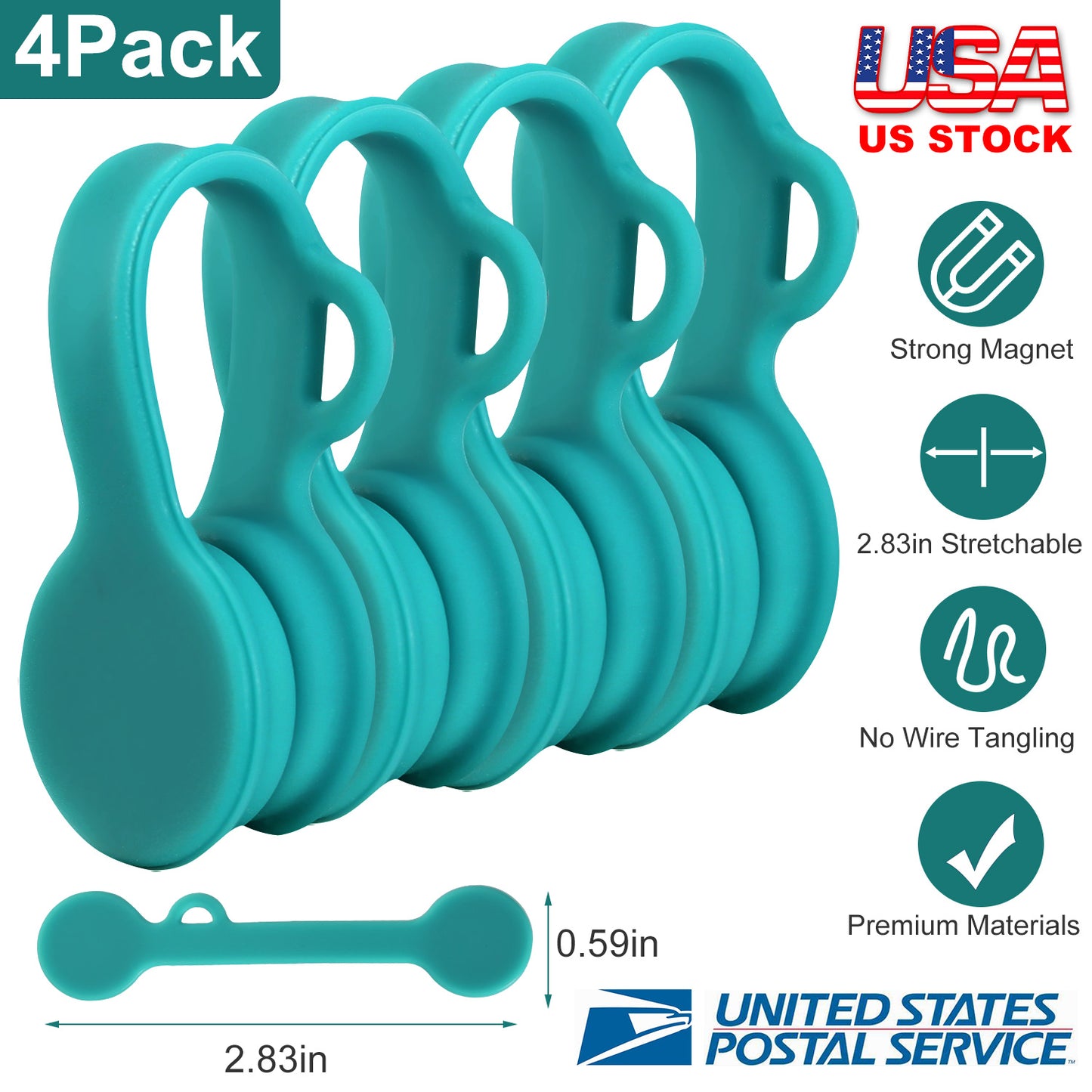 LJGelectro - 4Packs Magnetic Cable Clips Magnet Earphone Wrap Cord Organizer Holder Soft Silicone for Headphones USB Cable Bookmark Ties