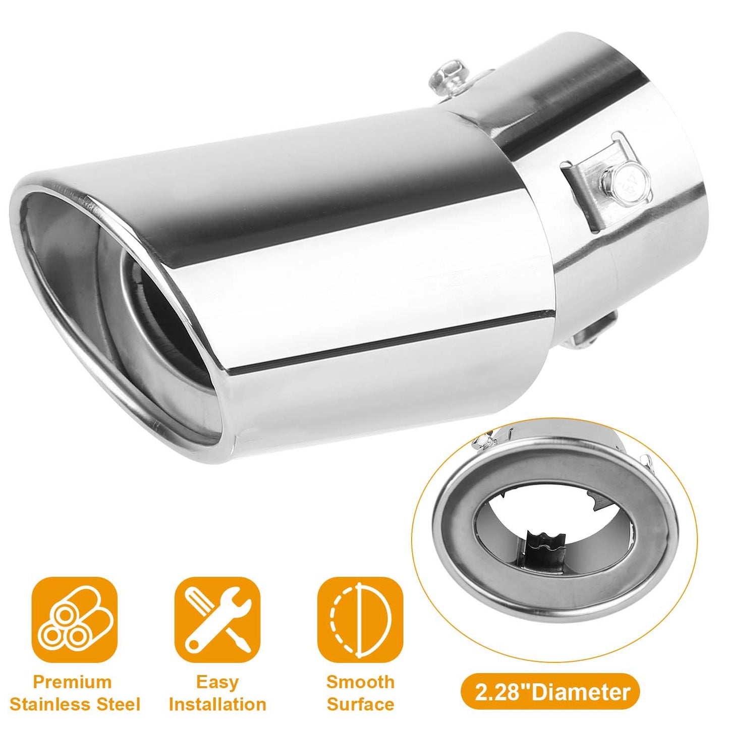 LJGelectro - Car Rear Exhaust Pipe Tail Muffler Tip Stainless Steel Tail Muffler Universal Exhaust Tail Pipe Fit For Most Car Such As BYD F3 F5 Nissan Chevrolet