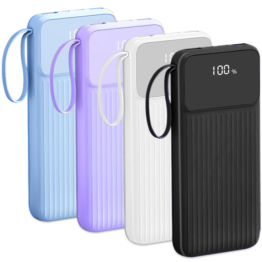 LJGelectro - PD22.5W Fast Charger 20000mAh Fast Charging Power Bank Portable Charger with 4 Inbuilt Cables Digital Display Handle Fit For IOSPhone 15/14 Android An