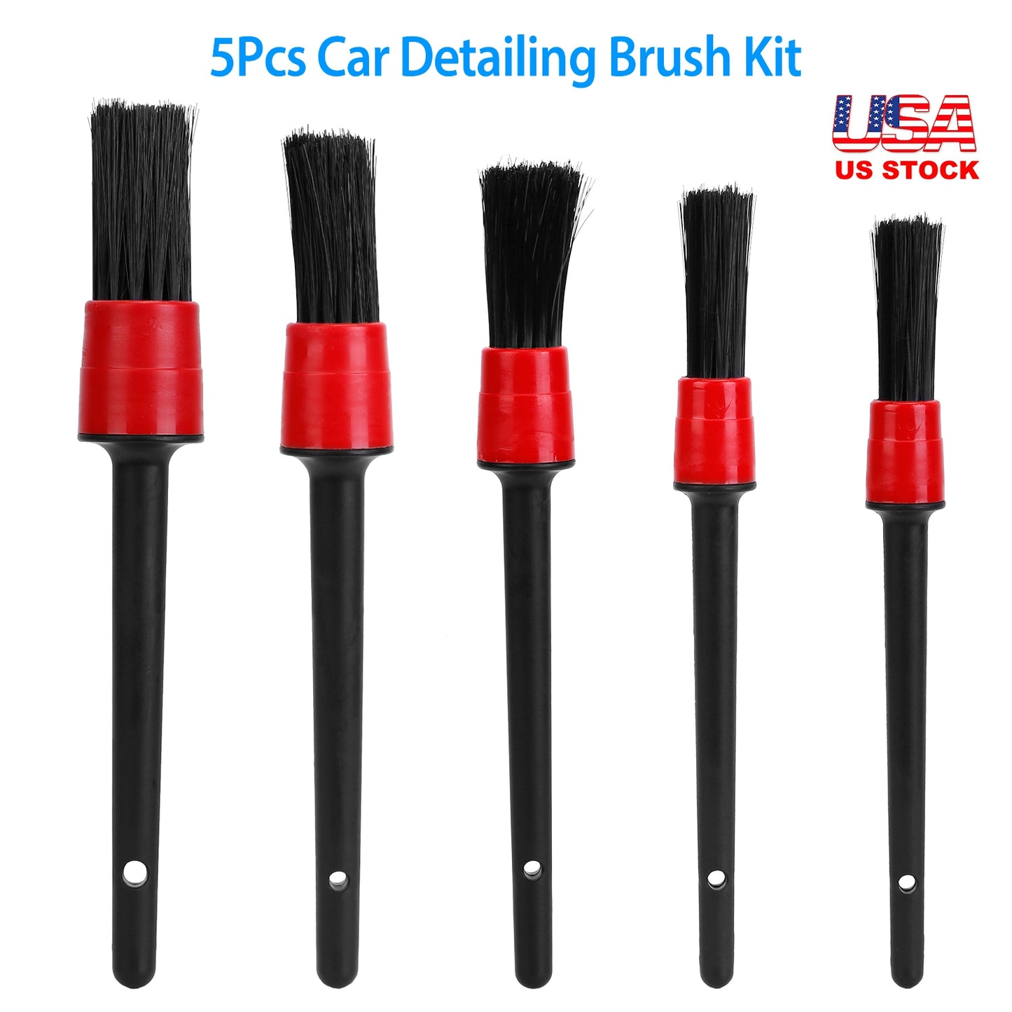 LJGelectro - 5Pcs Car Detailing Brush Set Detail Gap Cleaner For Automotive Dashboard Air Vent Wheels Cleaning Wet Dry Use