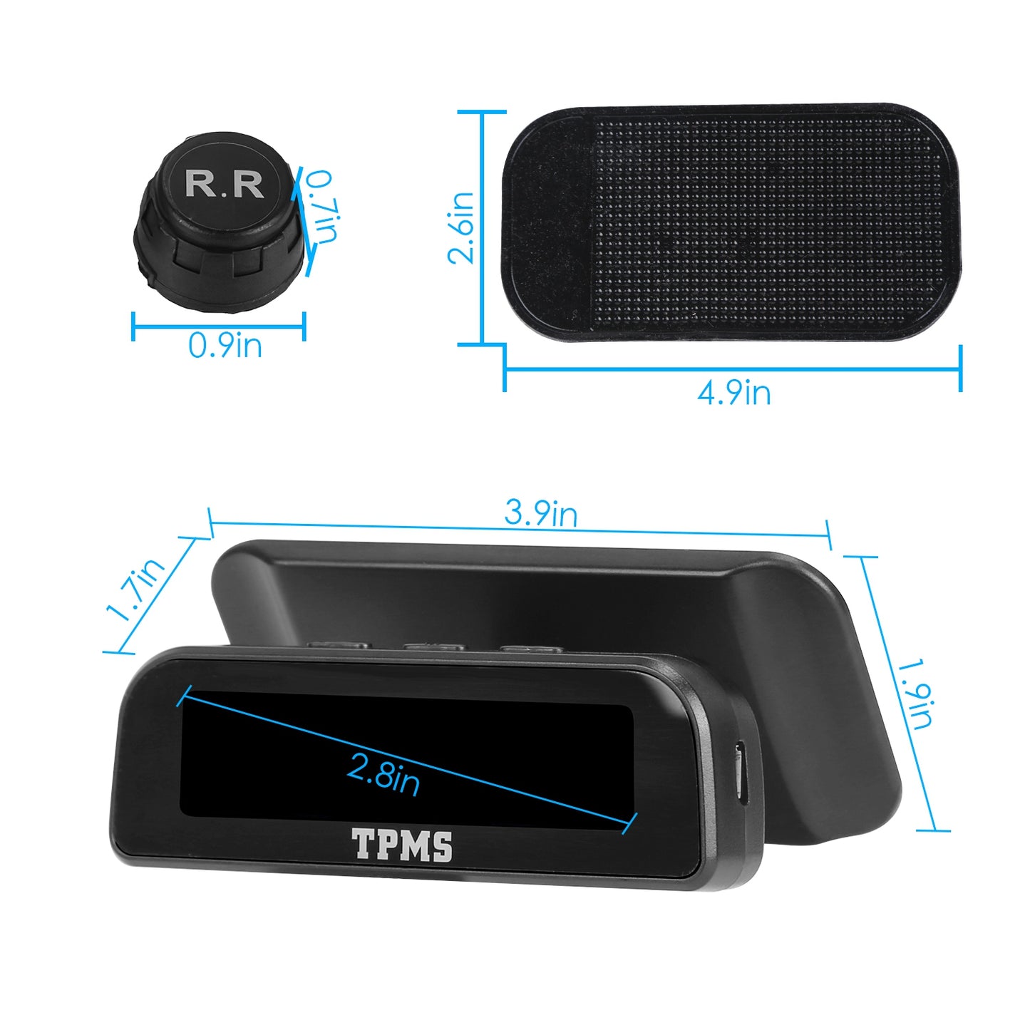 LJGelectro - Wireless Solar Car Tire Pressure Monitoring System Auto Tire Pressure Monitor with External Sensors Temperature Alarm for Car SUV Sedan RV