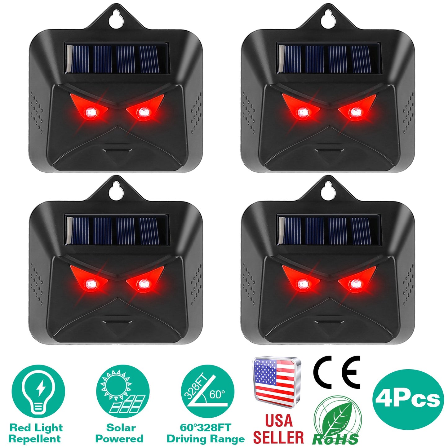 LJGelectro - 4Pcs Solar Predator Control Light Coyote Deterrent Deer Bird Repeller Lamp Animal Repellent for Garden Farm