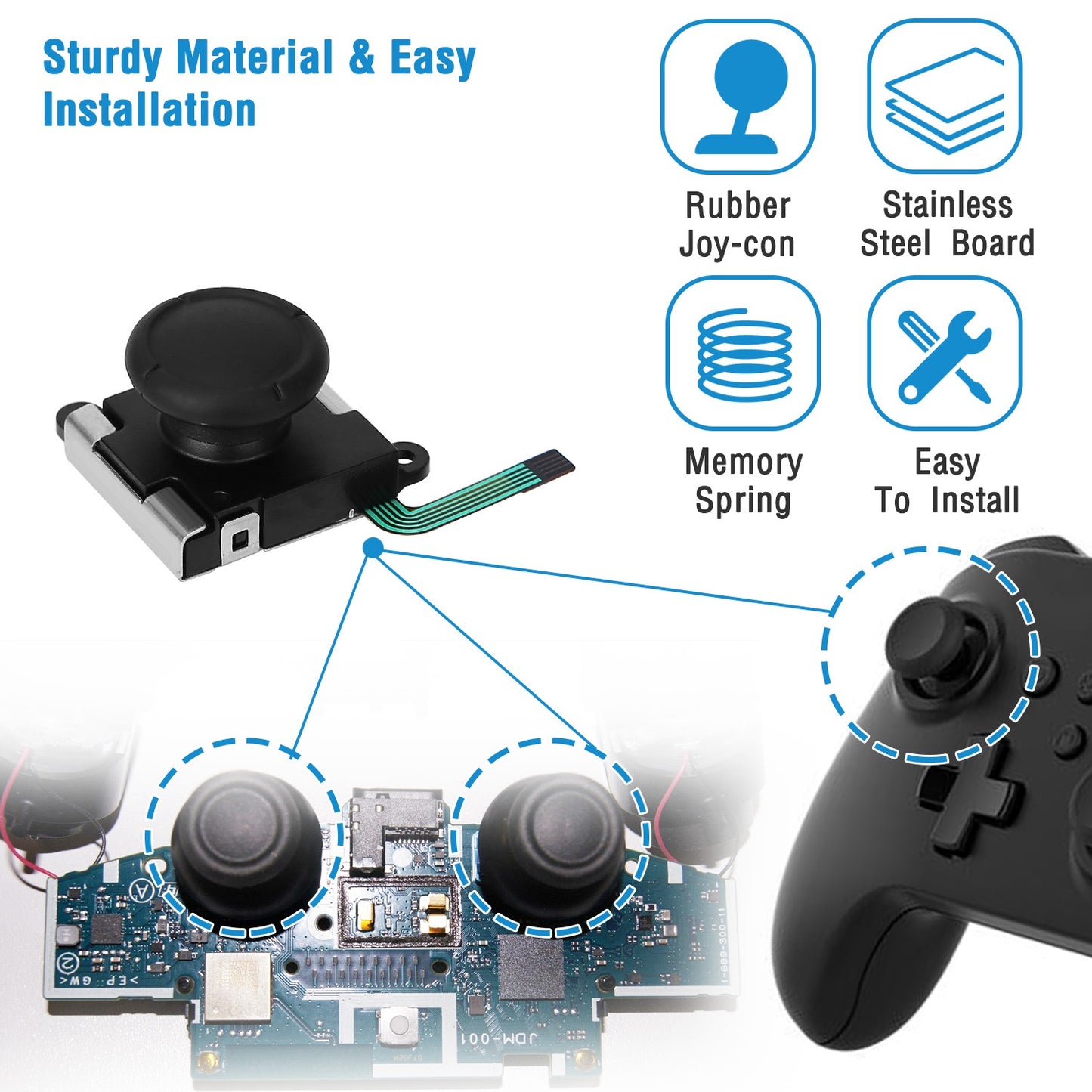 LJGelectro - Replacement Joystick Analog Thumb Stick For Nintendo Left/Right Switch Joy-Con Controller & Switch Lite Thumb Grip Buttons Module