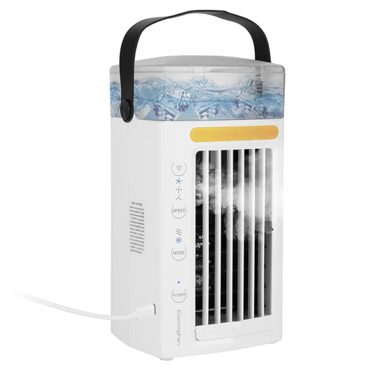 LJGelectro - 4 In 1 Portable Air Conditioner Fan Evaporative Air Cooler Water Mist Cooling Fan for Desktop 3 Speeds Nightlight