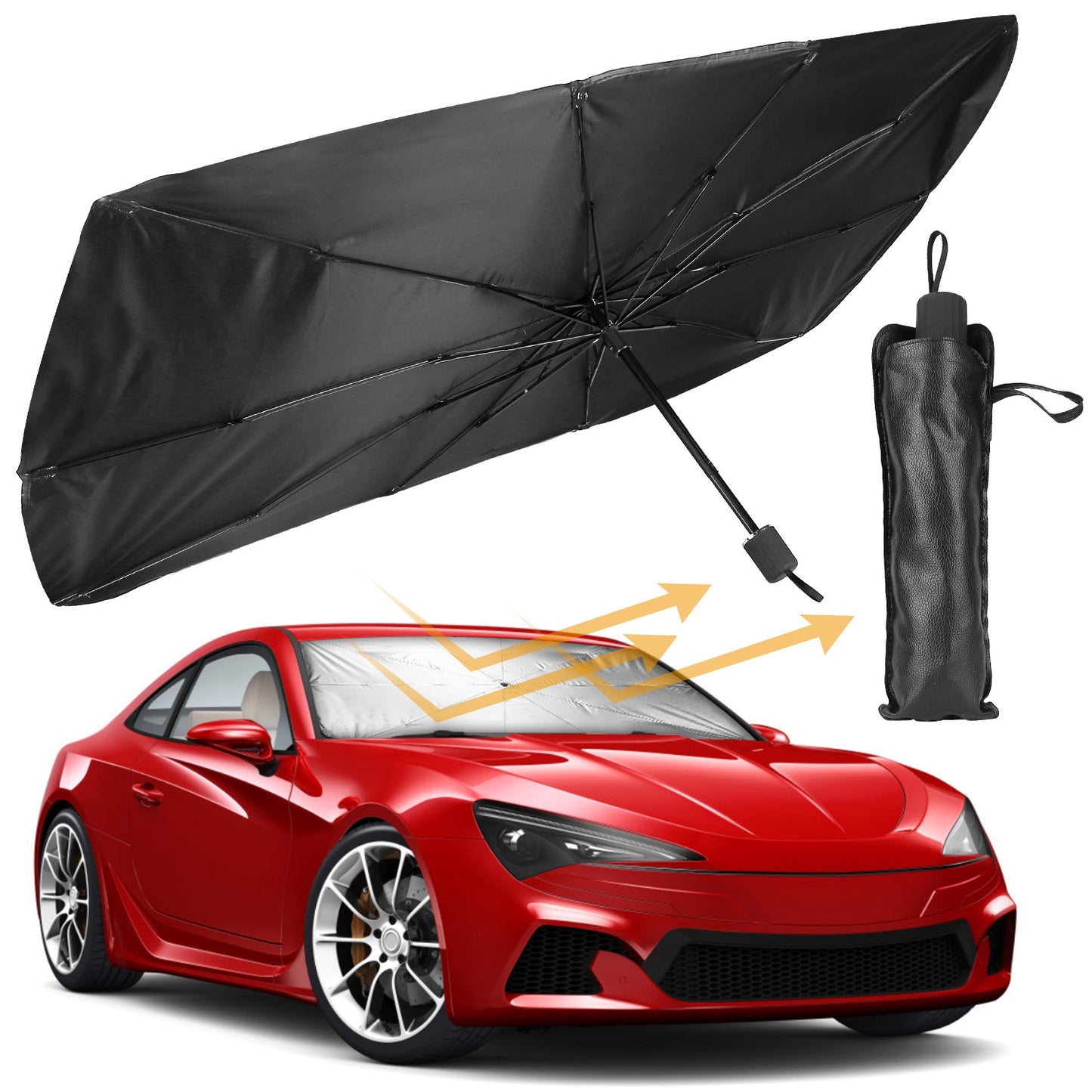 LJGelectro - Car Sunshade Umbrella Foldable Sun Visor Protector Car Windshield Reflector Umbrella