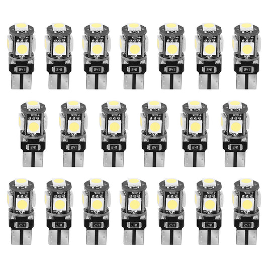 LJGelectro - 20Pcs T10 SMD5050 LED Light Bulbs 6000K Wedge Light Lamps Dome Map License Plate Car Interior Festoon Lights Kits