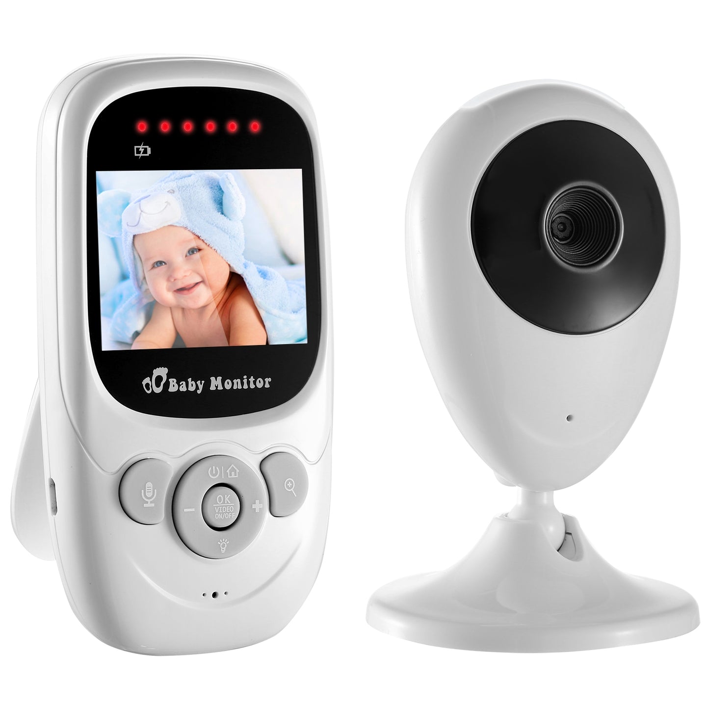 LJGelectro - 656FT Video Baby Monitor w/ Digital Camera Infrared Night Vision 2.4’’ LCD Two-way Talk Zoom Function 2.4GHz Wireless Transmission Temperature Monitor