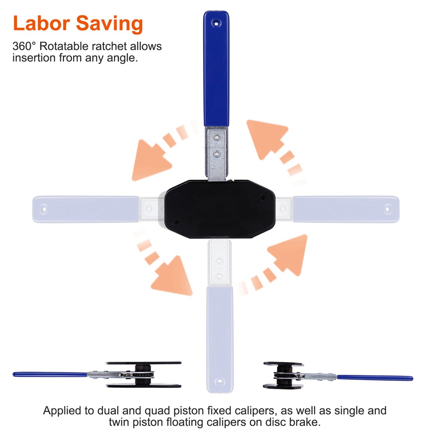 LJGelectro - Car Brake Caliper Press Tool Piston Wrench Spreader Caliper Pad Install Tool For Single Twin Quad Piston Disc Brake