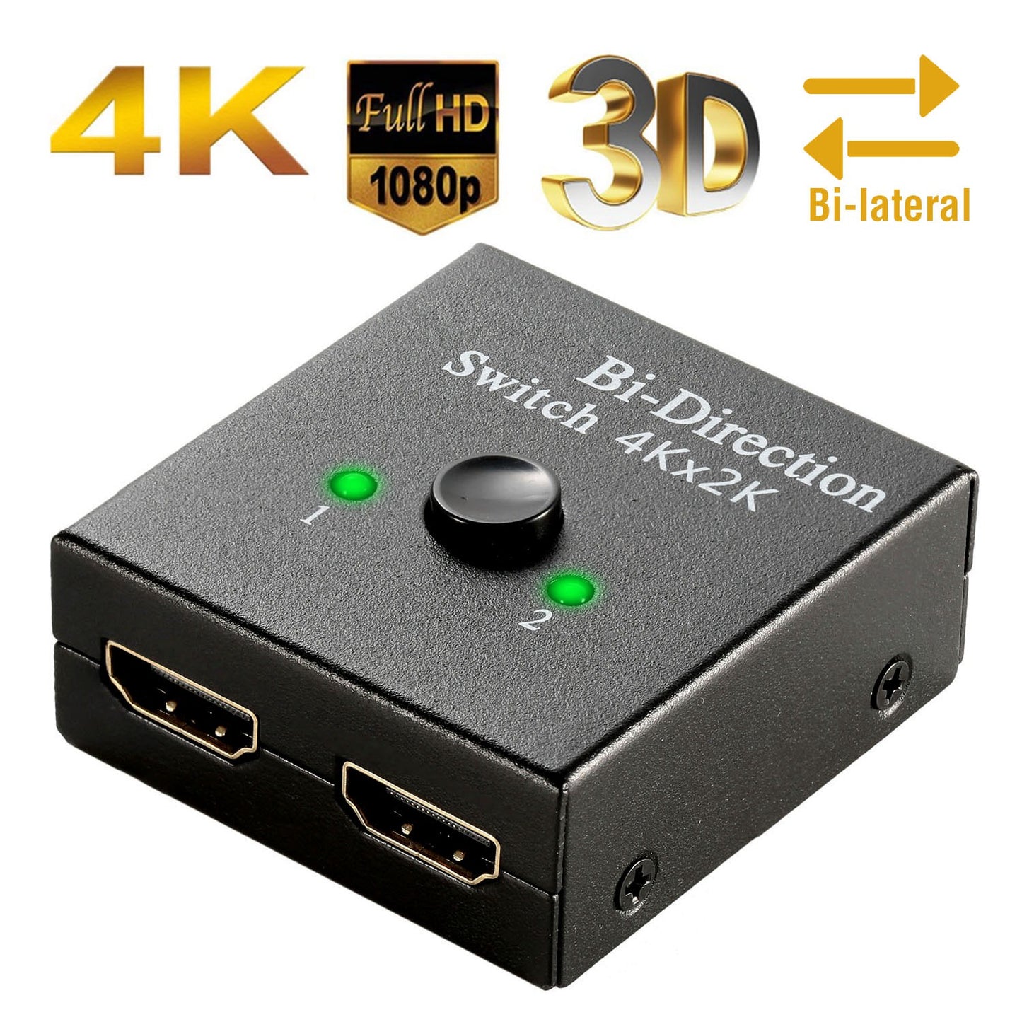 LJGelectro - 4K Bi-direction HD-IN & HD-OUT 2.0 Cable Switch Switcher Splitter Hub HDCP 3D 2x1 1x2 In Out