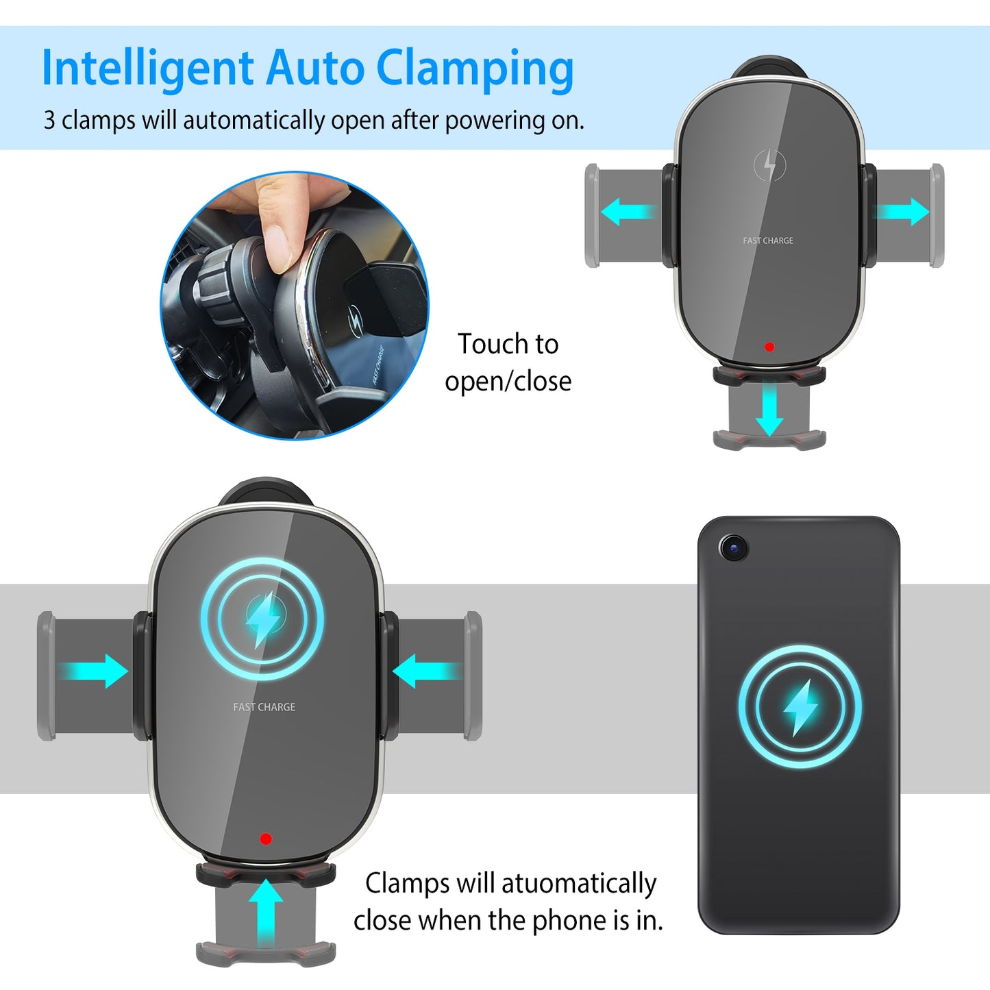 LJGelectro - Car Wireless Phone Charger Car Air Vent Phone Mount Holder Bracket Fast Charge 15W 10W 7.5W Automatic Clamping Fit for iPhone 13 13Pro Max 12 Pro Max