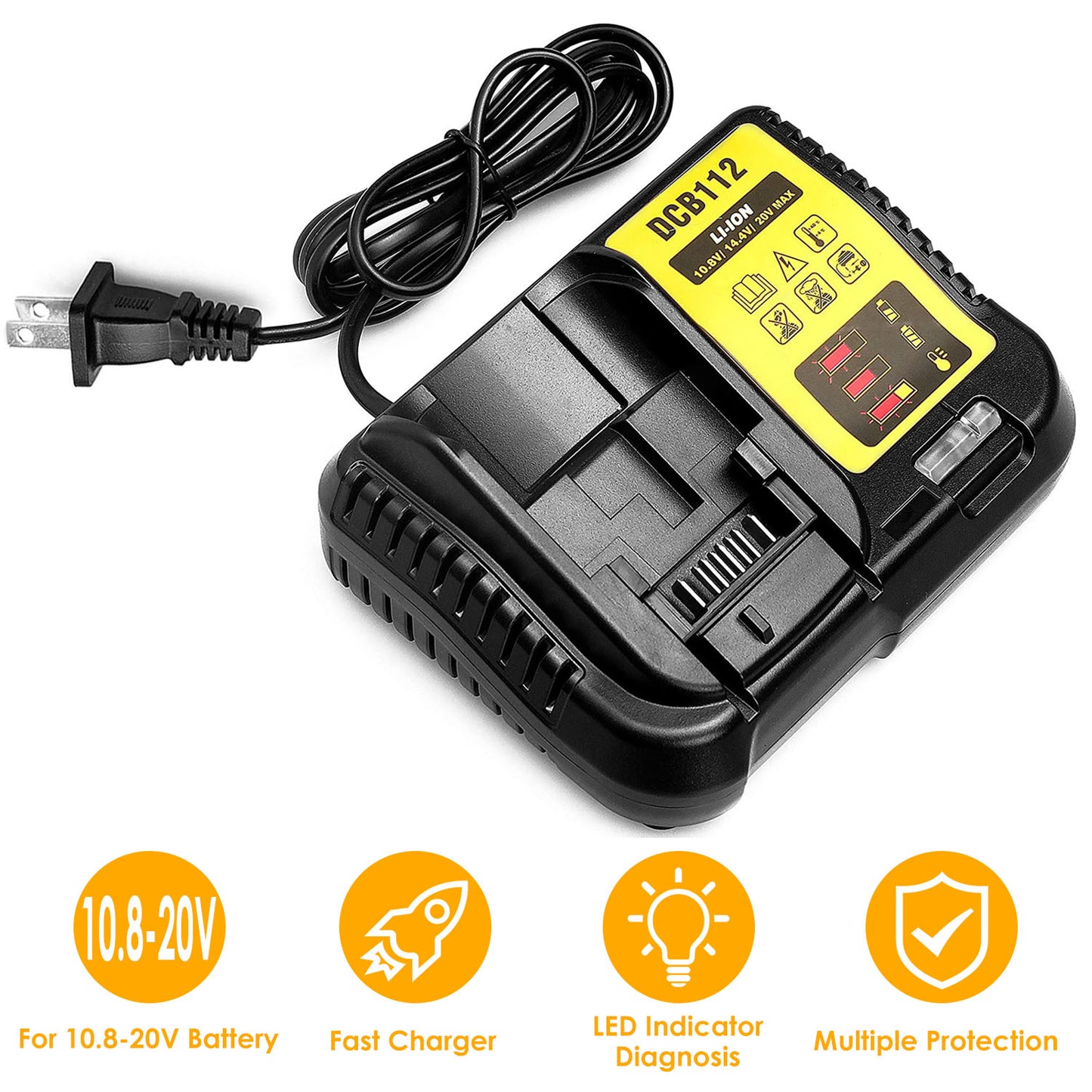 LJGelectro - Rapid Charger Replacement Fit for Dewalt 10.8-20V Battery DCB107 DCB101 DCB200 DCB205