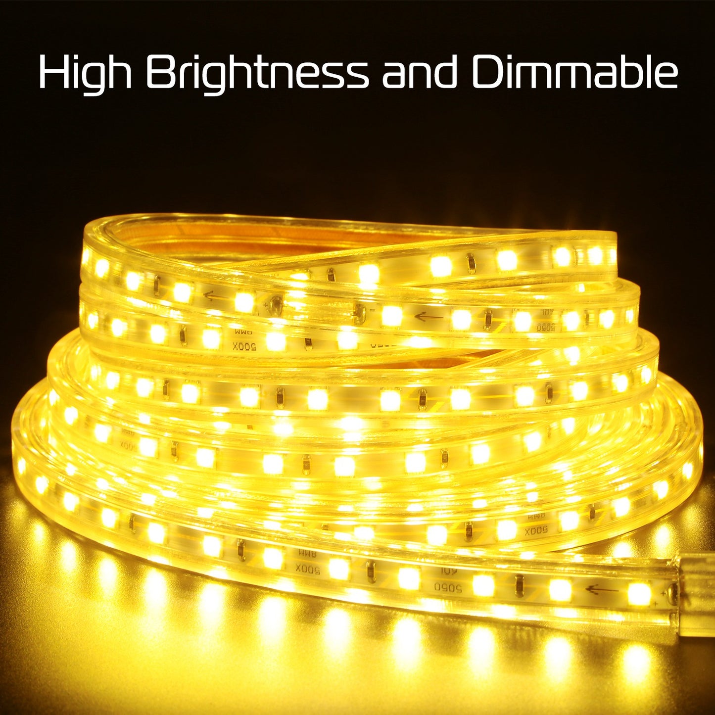 LJGelectro - 32.8ft/10m LED Strip Light 110V IP65 Waterproof 2500LM Dimmable Rope Light SMD 5050 6000K Cold White Warm