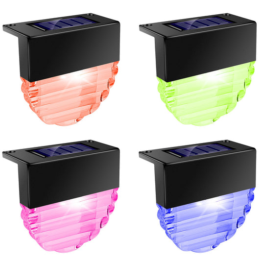 LJGelectro - 4Pcs Solar Deck Lights Outdoor LED RGB Solar Decorative Step Fence Lamp IP55 Waterproof Warm Color Changing Night Lights For Patio Garden Stair Fence