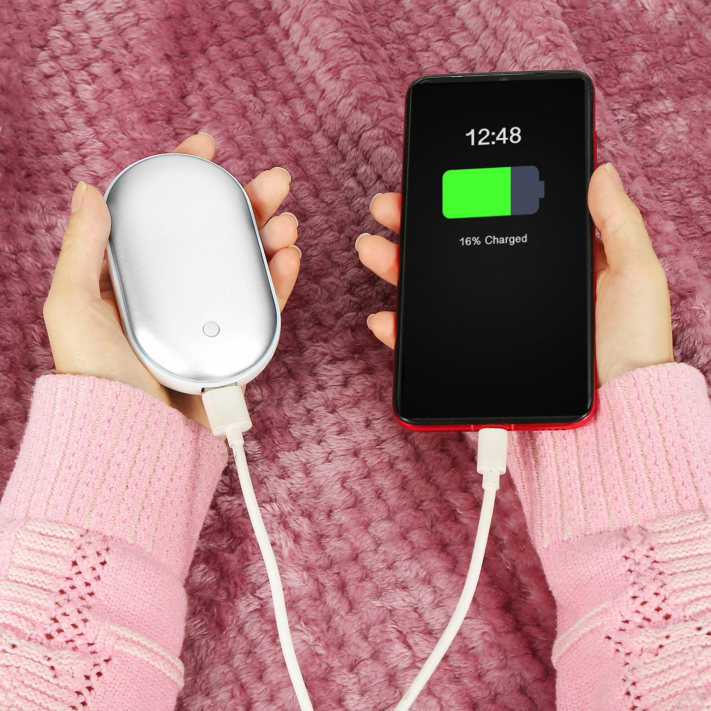 LJGelectro - Portable Hand Warmer 5000mAh Power Bank Rechargeable Pocket Warmer Double-Sided Heating Handwarmer