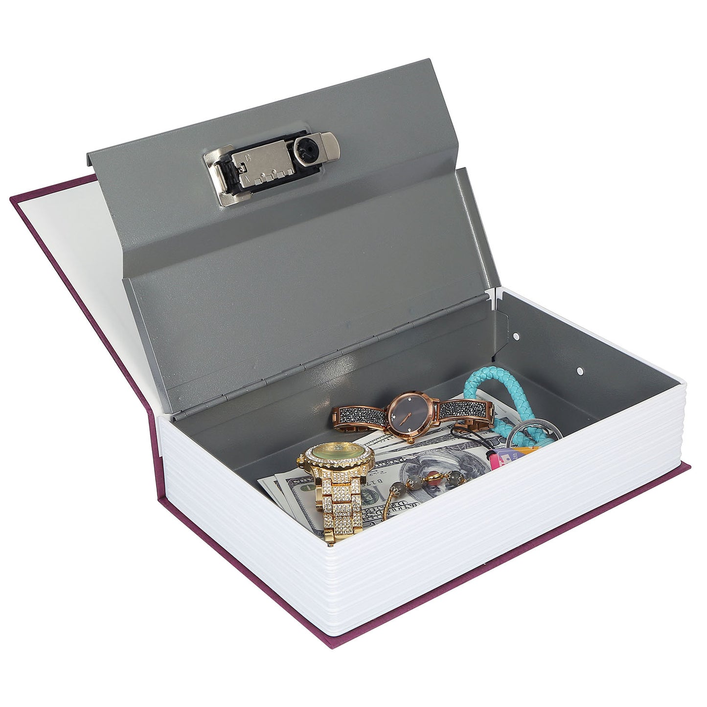 LJGelectro - Portable Book Safe with 3-Digit Combination Lock Diversion Safe Money Jewelry Storage Box