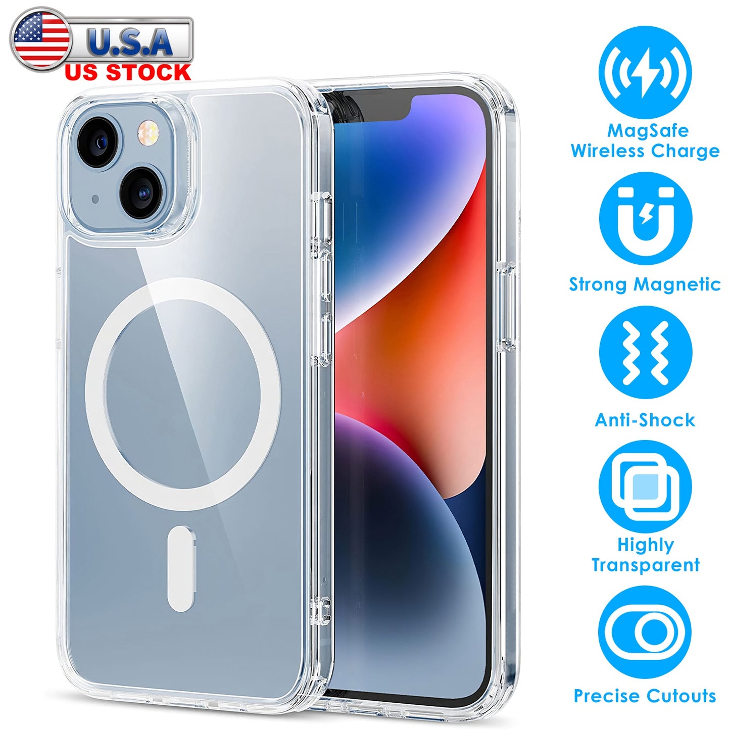 LJGelectro - Magnetic Clear Phone Case Shockproof Transparent Phone Cover with Strong Magnet Absorption MagSafe Fit for iPhone 14/14Plus/14Pro/14Pro Max/13/13Pro/1